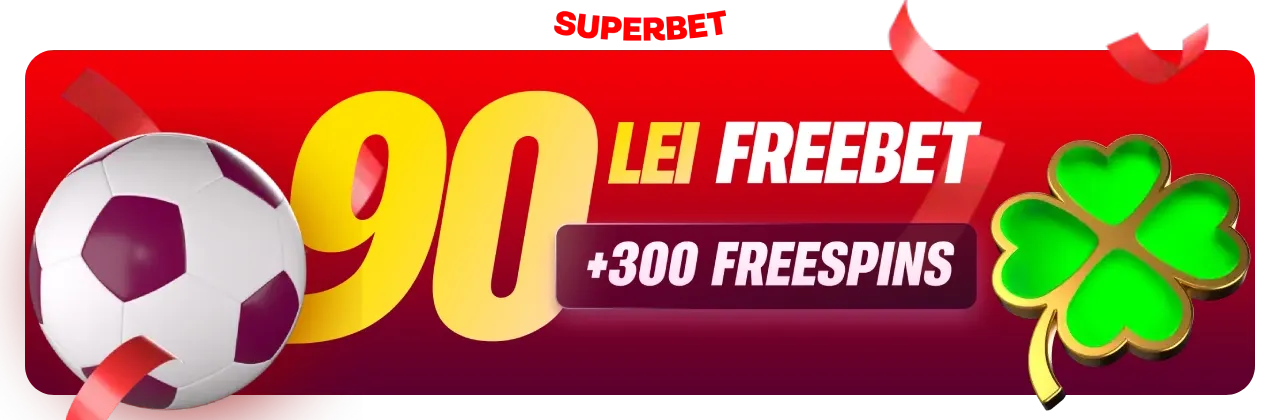 Superbet Bonus Fara Depunere - 300 Rotiri Gratuite + 90 Lei Freebet